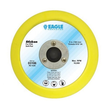 Eagle Abrasives 6'  Back Up Pads-Soft, Stickon 3106